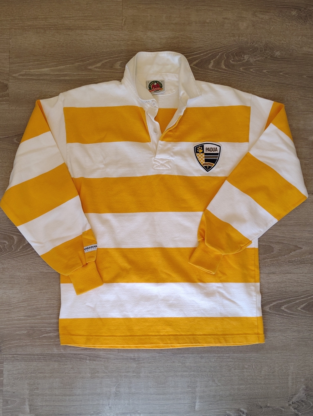 Barbarian Yellow & White Striped Rugby Polo Top